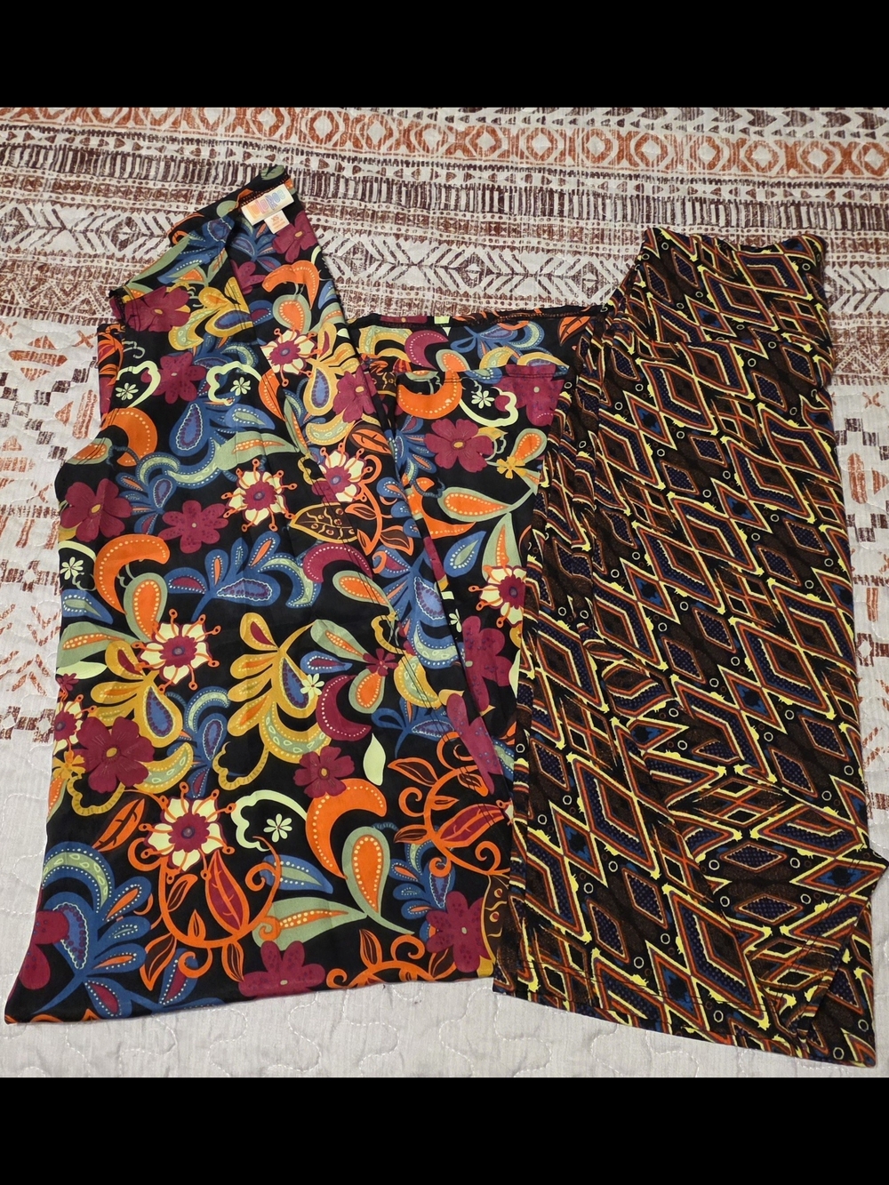 LuLaRoe Multicolor Floral Joy Vest & Geometric Cassie Skirt